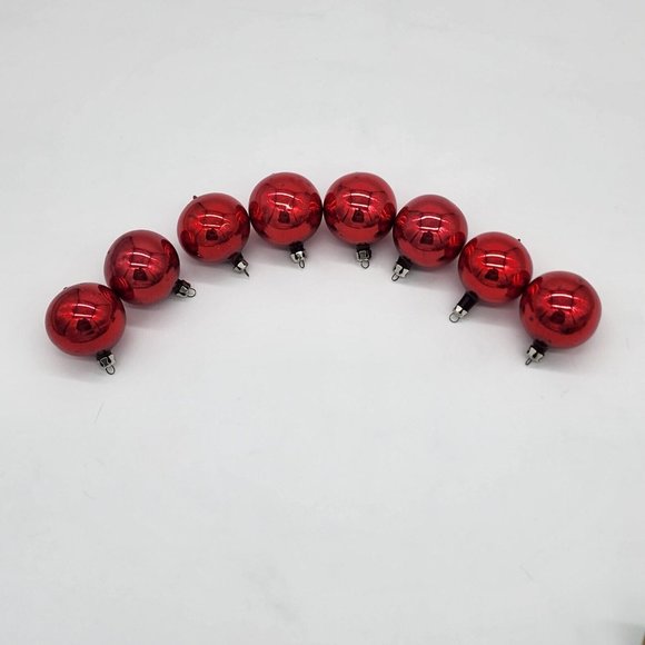 Set of 8 Vintage Mercury Glass Ball Christmas Ornaments Fantasia Poland Red - Picture 5 of 5